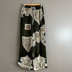 Vtg Dorothy Schoelen Platinum Sheer Prints Wide Leg Lightweight Pants Sz P